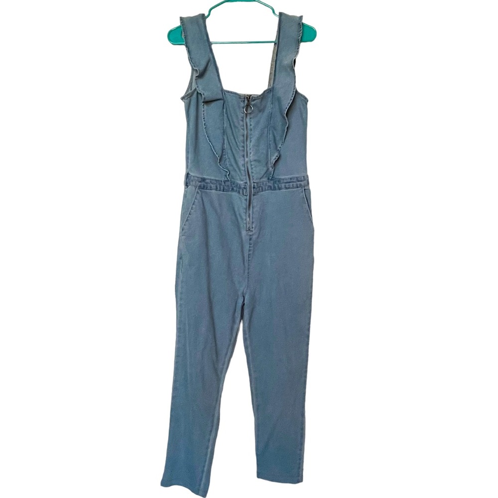 Tinseltown Ruffle Sleeveless Jean Jumpsuit Womens Size L
